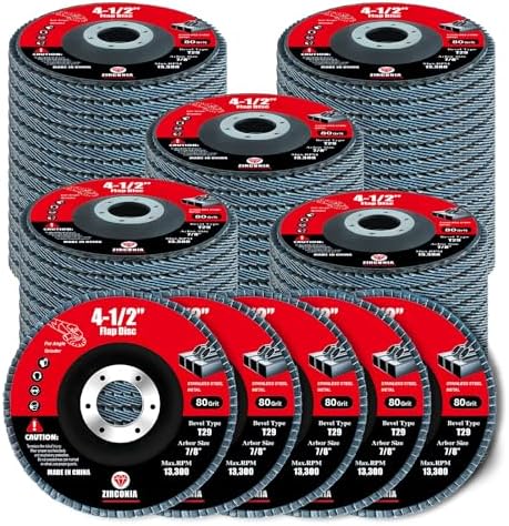 30 Pack Flap Discs 80 Grit, 4 1/2" x 7/8" for Angle Grinder,Type 29 Zirconia Grinding Wheel for Metal,Wood,Stainless Steel, Sheet Metal