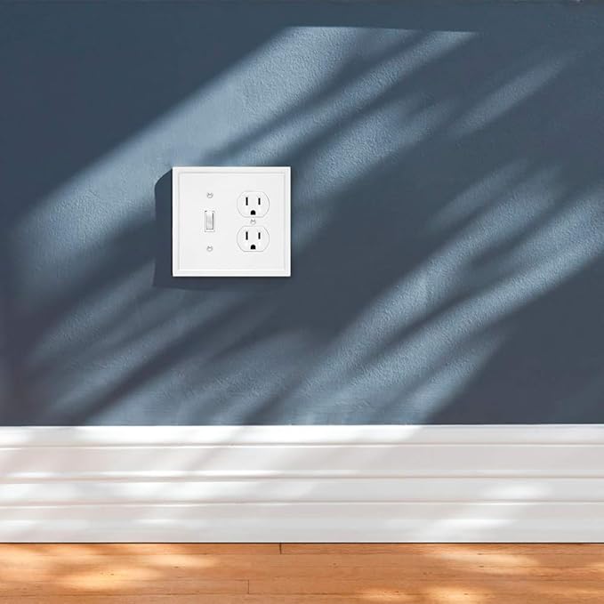 Henne Bery Modern Edge Decorative Wall Plate Switch Plate Outlet Cover, Durable Solid Zinc Alloy (Toggle/Duplex, White)
