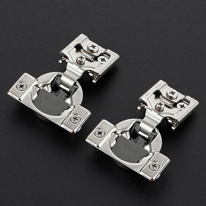 Ravinte 50 Pack 25 Pair 5/8 inch Overlay Soft Close Kitchen Cabinet Hinges Stainless Steel Adjustable Kitchen Hinges Satin Nickel Cabinet Hardware