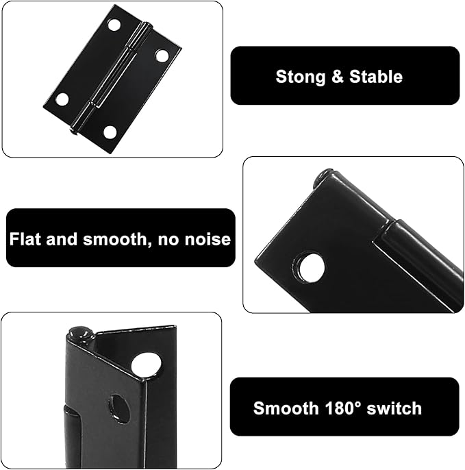 Murtenze 24 Pack 1.5 Inch Door Hinges, Black Butt Hinges with Mounting Screws