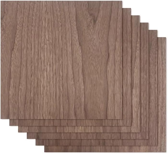 Proflex Walnut Plywood 6pcs, 1/8" x 12” x 12” Real Wood Plywood Sheets Premium “A” Grade with Smooth Sanded Finish, Perfect for Laser Cutting & Engraving, Crafts, and DIY Projects.