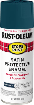Rust-Oleum 369179 Stops Rust Spray Paint, 12 oz, Satin Midnight Blue