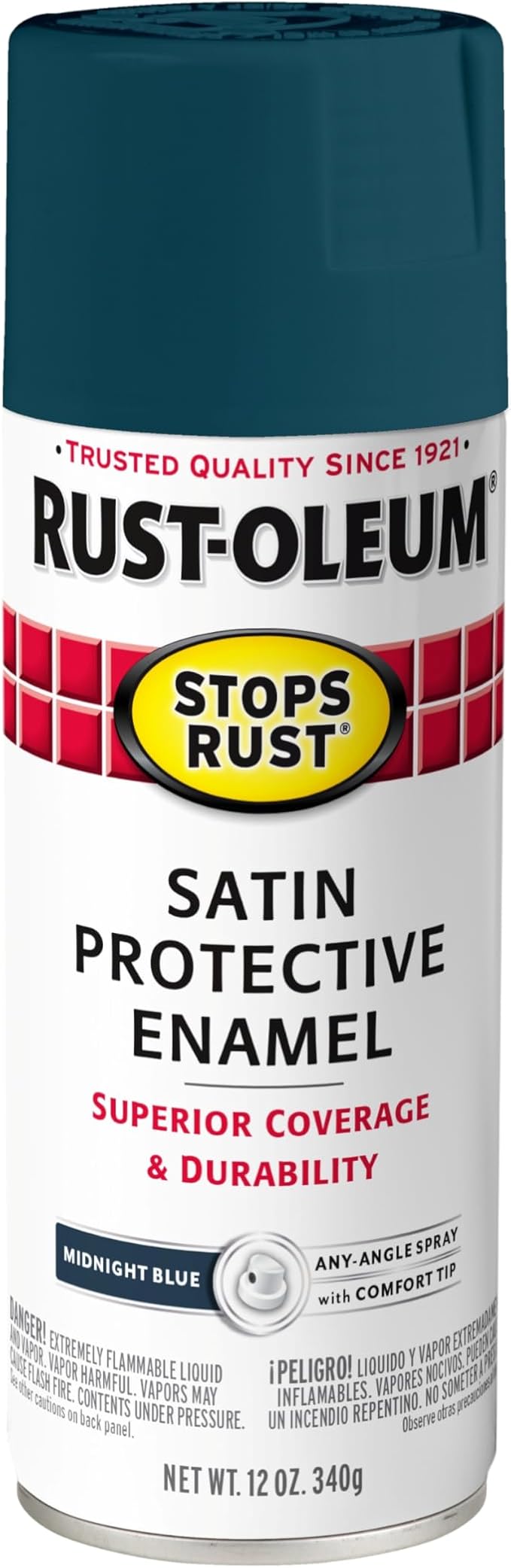 Rust-Oleum 369179 Stops Rust Spray Paint, 12 oz, Satin Midnight Blue