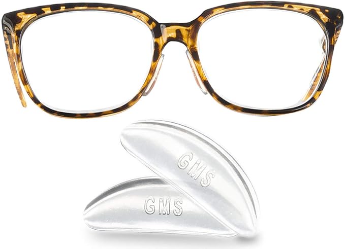 GMS Optical 1.3mm Ultra-Thin / 18mm Long Length - Anti-Slip Adhesive Contoured Silicone Eyeglass Nose Pads with Super Sticky Backing for Glasses, Sunglasses, and Eye Wear (5 Pair)(Clear)