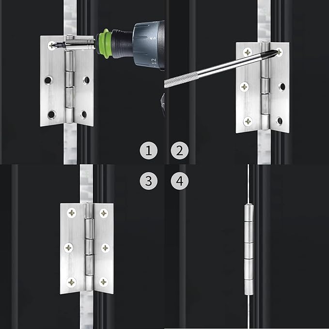 3 Inch Stain Nickel Door Hinges Heavy Duty, 10 Pcs Stainless Steel Folding Butt Hinges with Screws - 0.06 Inch Thickness