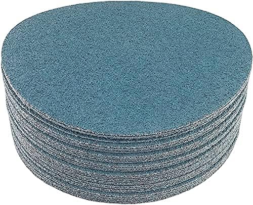 Starcke Premium 8 Inch Hook and Loop Grip Sanding Discs - No Hole Blue Zirconia - For Wood Floors (25, 80 Grit)
