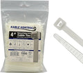 Kable Kontrol Cable Zip Ties Natural White 1000 Pcs 4 Inch, 18 Lbs Tensile Strength, Self-locking Natural Nylon Clear Plastic Wire Ties wraps for Indoor or Outdoor Use