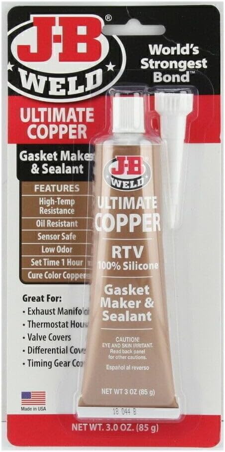 J-B Weld 32325 Ultimate Copper High Temperature RTV Silicone Gasket Maker and Sealant - 3 oz. - Copper