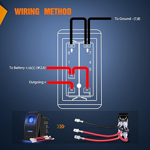 Nilight 6PCS 5PIN SPST Rocker Switches with 6 Sets Jumper Wires Set 20A/12V 10A/24V On/Off Toggle Switches with Night Glow Sticker for Trucks Boats Auto Motorcycles,2 Years Warranty (90131F) , Blue
