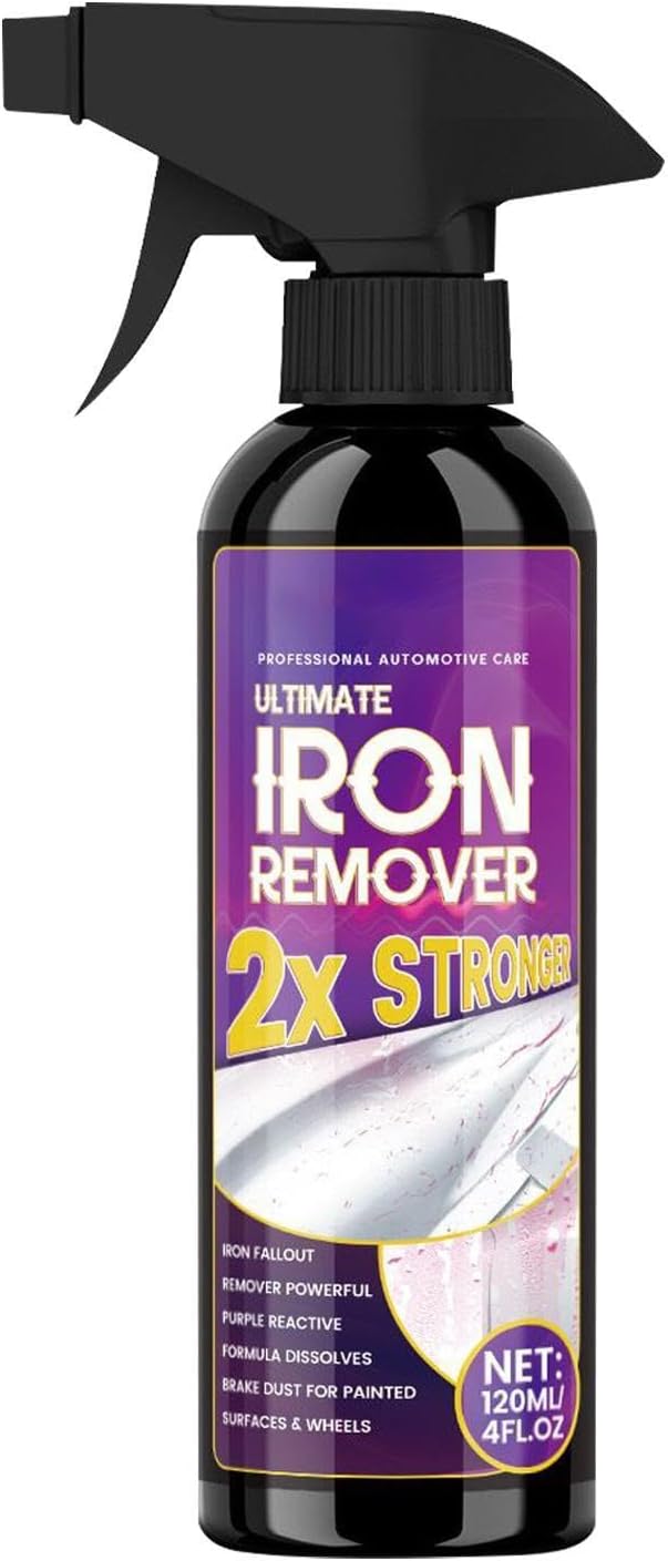 Iron Remover Car Detailing, 120ml Long-Lasting Powerful Rust Stain Remover, Cleaner Detailing Solution for Calipers Rv Tires Paint Brakes Boat Wheels