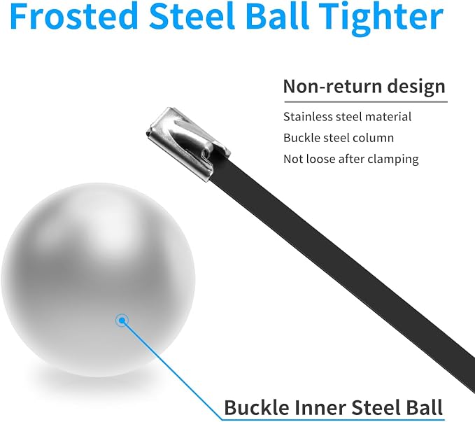 XINGO 60 inch Metal Long Zip Ties Heavy Duty 20 Pack, 304 Stainless Steel Zip Ties, 408 lbs Tensile Strength, Multi-Purpose Self-Locking Cable Ties for Exhaust Wrap, Outdoor and Canopy Etc