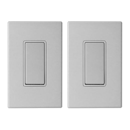 ELEGRP Matte Gray 3 Way Decorator Light Switch, 15A 120-277V, Paddle Rocker Switch Replacement, On/Off Wall Switch, Self-Grounding, Residential Grade, with Mid Wall Plate, UL/CUL, 2 Pack