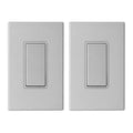ELEGRP Matte Gray 3 Way Decorator Light Switch, 15A 120-277V, Paddle Rocker Switch Replacement, On/Off Wall Switch, Self-Grounding, Residential Grade, with Mid Wall Plate, UL/CUL, 2 Pack