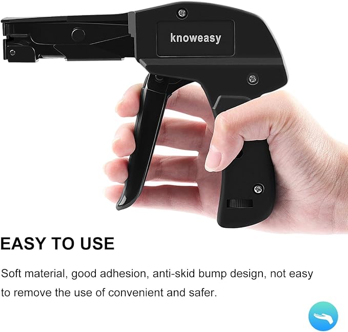 Knoweasy Cable Tie Gun and Cable Tie - Fastening and Flush Cutting Tool with Steel Handle Zip Tie Gun for Nylon Cable Ties