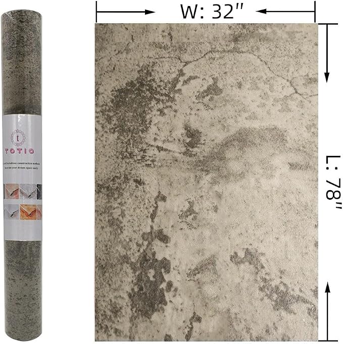 TOTIO Beige Grey Cement Concrete Texture Contact Paper Industrial Style Wallpaper Peel Stick 32×78inch Matte Thicken Self Adhesive Removable Vinyl Wall Paper Roll Wall Covering for Office Rental