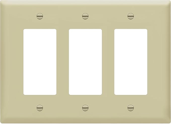 ENERLITES Decorator Light Switch or Receptacle Outlet Wall Plate, 3-Gang 4.88" x 6.77", Gloss Finish, Mid-Size, Polycarbonate Thermoplastic, UL Listed, 8833M-I, Ivory