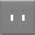 ENERLITES Jumbo Double Toggle Switch Cover, Two Gang Light Switch Wall Plate, Gloss Finish, Oversized 2-Gang 5.5" x 5.5", Unbreakable Polycarbonate Thermoplastic, UL Listed, 8812O-GY, Gray
