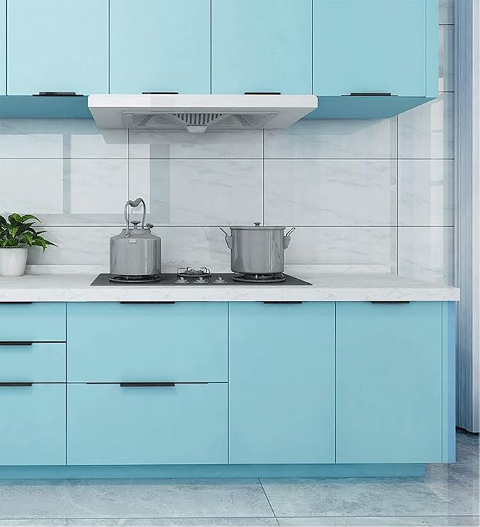 Safiyya 393"x17.7" Peel and Stick Wallpaper Teal Wallpaper Solid Color Teal Contact Paper Temporary Removable Wall Paper for Wall Furniture Cabinet Vinyl Roll