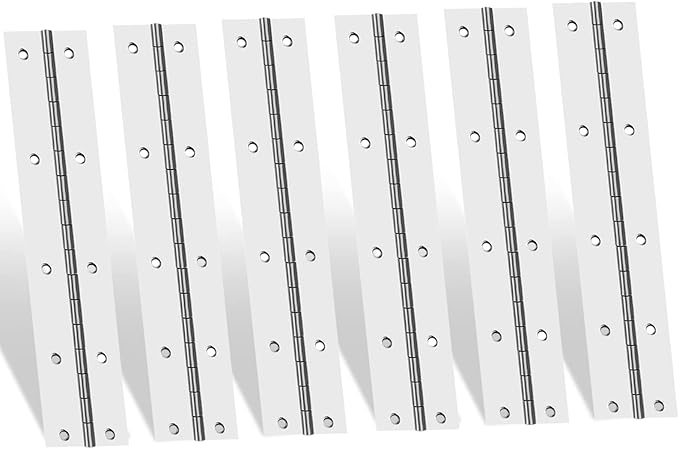 EPHECH 6Inch Stainless Steel 304 Continuous & Piano Hinges, 6PCS Heavy Duty Nickle Continuous Hinges Piano Boat Hinge, 0.04" Thickness Folding Cabinet Door Butt Hinge
