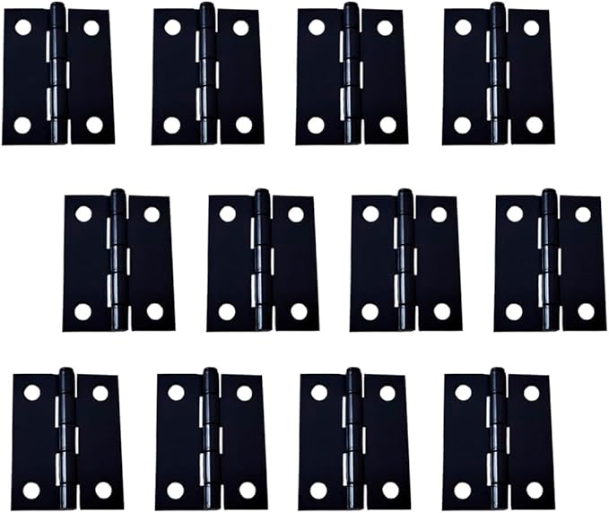 QCAA Narrow Butt Utility Hinge, Swaged, with Removable Loose Pin for Cabinet Door or Box Hinge, 2" x 1-1/2" x 1.4mm, Flat Black, 12 Pack, Made in Taiwan