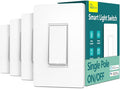 TREATLIFE Smart Light Switch Single Pole Works with Alexa, Google Home and SmartThings, 2.4GHz WiFi Timer Smart Switch, Neutral Wire Required, No Hub Required, FCC Listed, 4 Pack