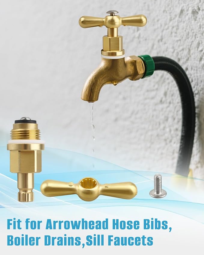 PK1100 Brass Globe Valve Stem and Bonnet Kit with Handle Fit for Arrowhead Hose Bibs, Boiler Drains, Sill Faucets