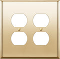 ENERLITES Dual Duplex Receptacle Metal Wall Plate, Stainless Steel Outlet Cover, Corrosion Resistant, Mid-Size 2-Gang 4.88" x 4.92", Stainless Steel 201, 7722M-PB, Polished Brass