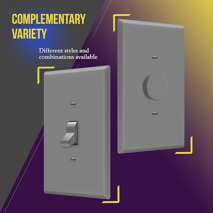 ENERLITES Toggle Light Switch Wall Plate, Gloss Finish, Jumbo Switch Cover, Oversized 1-Gang 5.5" x 3.5", Unbreakable Polycarbonate Thermoplastic, 8811O-GY, Gray