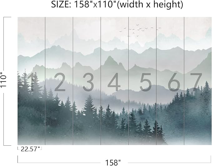 Cliouar-Mountain Peaks Woods Bedroom Living Room Decoration Mural Wallpaper 158" x 110"(Not Peel and Stick)