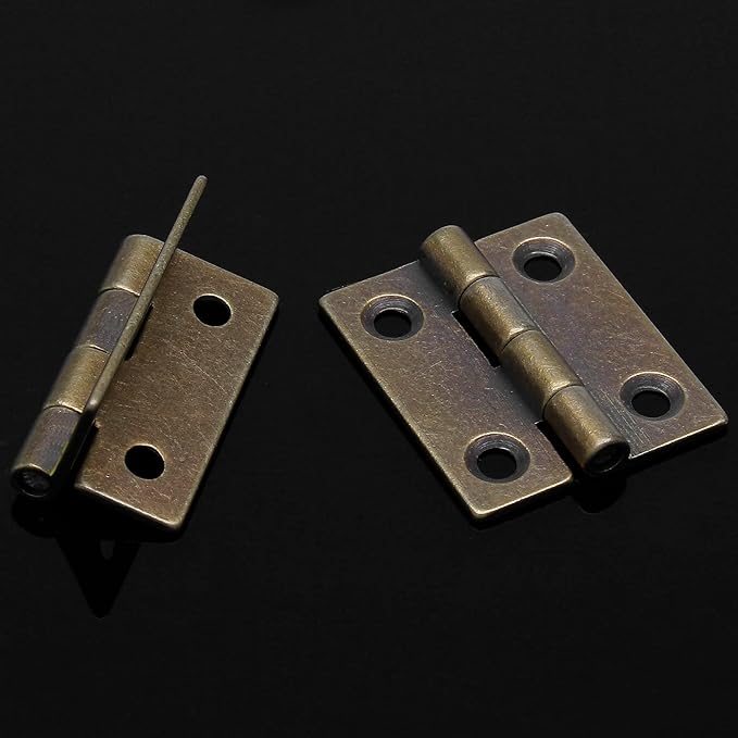 8pcs 1 Inch Brass Hinges, Mini Butt Hinges Cabinet Door Hinge, Box Hinge for Jewelry, Wooden Box, Small Cupboard Furniture (Bronze)