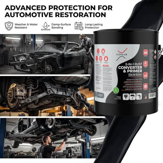 2-in-1 Rust Converter & Metal Primer, Black Rust Inhibitor Paint for Metal, Automotive Rust Reformer, Industrial Grade Water Based, Heat Resistance & UV Resistant. Made in the USA. As Low As ~$0.12 Per Sqft*