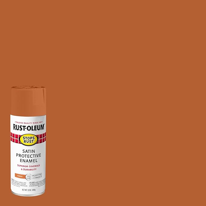 Rust-Oleum 369193-6PK Stops Rust Spray Paint, 12 oz, Satin Turmeric, 6 Pack
