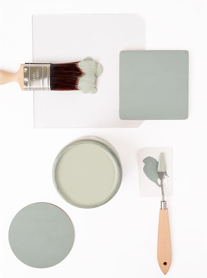 Dixie Belle Silk All-in-One Mineral Paint | Oxford Fog (16oz) | Earthy Warm Blue Green All-in-One Water Based Primer + Topcoat | Durable Furniture Paint | Low Reflective Finish