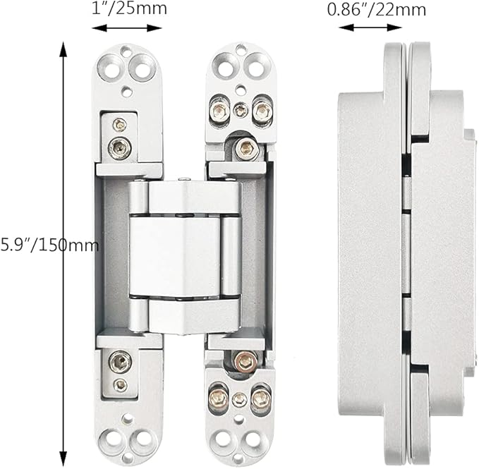 Concealed Door Hinges Heavy Duty Invisible Hidden Hinges 3-D Adjustable - 1 Pair