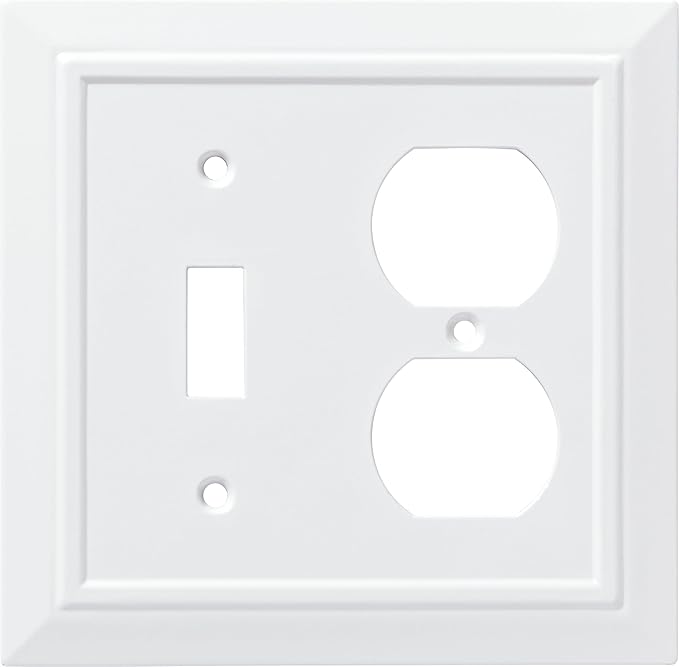 Franklin Brass Classic Architecture (1-Pack) Single Switch/Duplex Combo Pure White 2-Gang Combination Wall Plate Electrical Outlet Covers W35245-PW-C