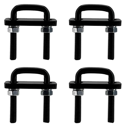 4 Pack Square U-Bolt for Trailer- Fits 2.0 Inch Wide Leaf Springs, Galvanized Steel Clamp Set, Secure Fit for Truck, Boat and Trailers, Black