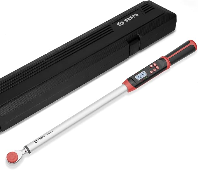 VANPO Digital Torque Wrench 1/2-Inch Drive for Automotive, 12.5-250.8 ft-lb | 17-340Nm, Electronic Torque Wrench with Buzzer & LED Indicator, Accurate to ±2%, for Agricultural & Tractor