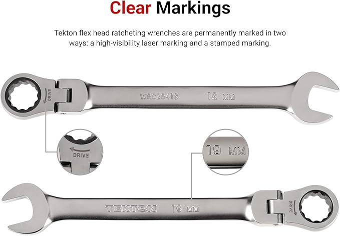 TEKTON Flex Head Ratcheting Combination Wrench Set, 34-Piece | WRC95405