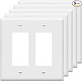 ENERLITES Decorator Light Switch or Receptacle Outlet Wall Plate, Gloss Finish, Mid-Size 2-Gang 4.88" x 4.92", Polycarbonate Thermoplastic, UL Listed, 8832M-W-5PCS, White (5 Pack)