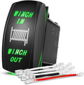 Nilight Winch Rocker Switch Momentary Toggle ON-Off-ON DPDT 7Pin 12V 24V Jumper Wires in Out Switches Green for Cars Trucks Caravans Boat