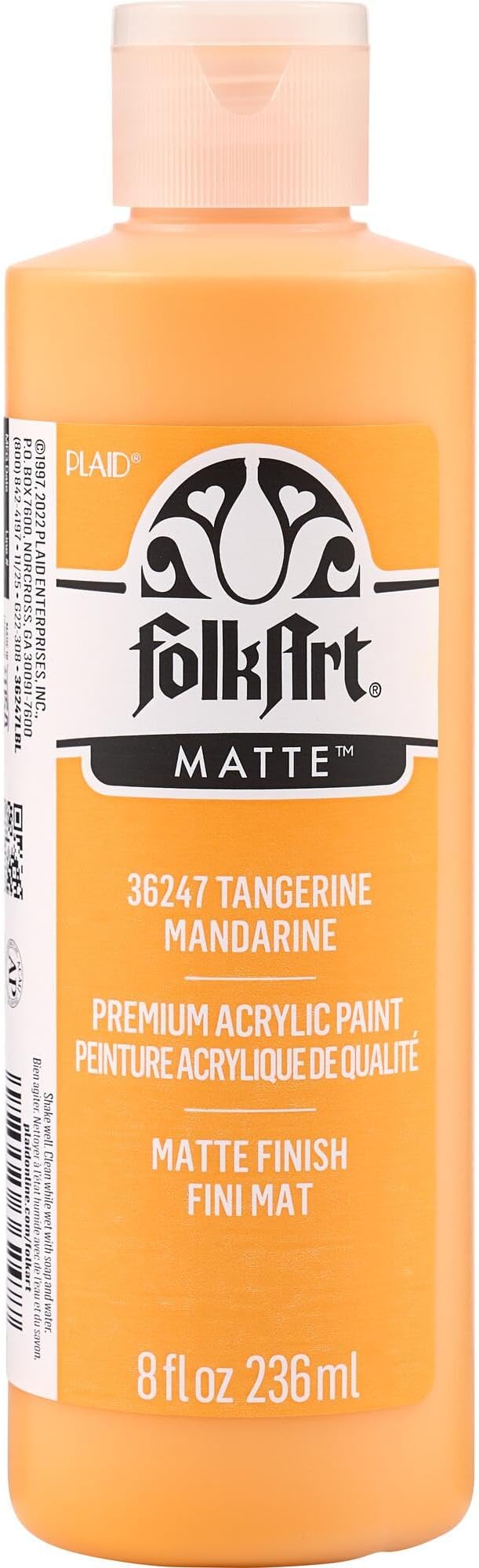 FolkArt Acrylic Craft Paint, Matte Finish, Tangerine, 8 fl oz