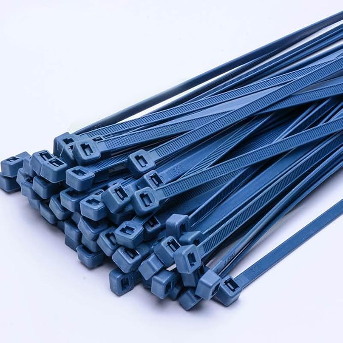 13.5" Metal Detectable Zip Ties Self Locking,Blue Visible Nylon Cable Ties,Industrial Food Grade Fastening Accessories(pack of 100 pcs).