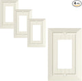 4-Pack Classic Beadboard Decorator Wall Plate Cover, Light Almond Decorative Switch Plates and Outlet Cover, Durable Unbreakable Polycarbonate Wall Plate for Electrical Outlet, Receptacle, GFCI Outlet