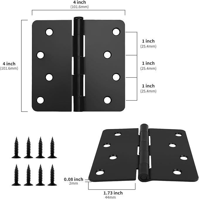goldenwarm Door Hinges Interior & Exterior Door Hinge 4 Inch 6Pack Black