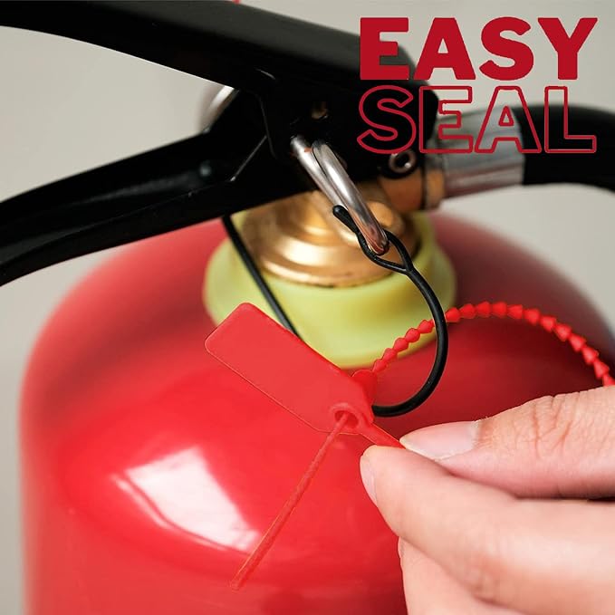 JAVIKA 250pcs Plastic Tamper Seal Tags, Red (9.17in) PA66, Cable Management, Fire Extinguisher Tags, Luggage Tag, Electronics | One-piece construction, Self-Locking & Versatile, Easy to Use and Write On, Wide Range of Applications