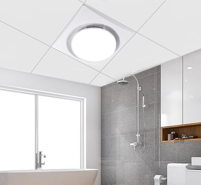 Nalle Ventilation Fans Bathroom Exhaust Fan with Light 9.6 inch Panel 6000K 12W Round LED 112 CFM 1.0 Sones 4 Inch Duct,110V Ceiling Mount Exhaust Fan for Shower,Bathroom,Office,Home(YFL-200)