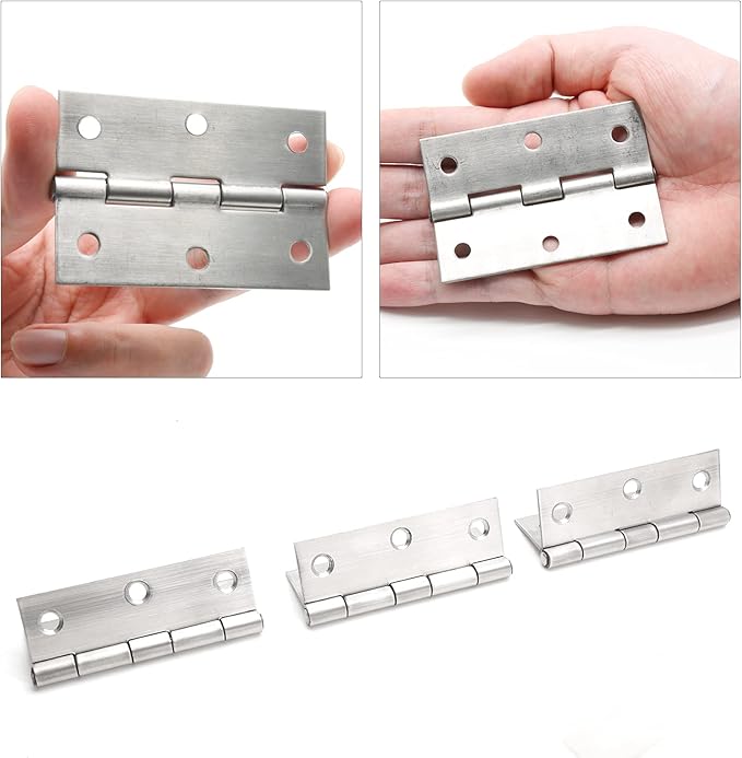 3 Inch Stain Nickel Door Hinges Heavy Duty, 10 Pcs Stainless Steel Folding Butt Hinges with Screws - 0.06 Inch Thickness