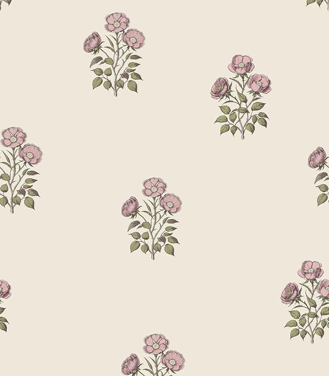 Vintage Floral Peel and Stick Wallpaper Retro Rose Flower Contact Paper for Cabinets Self Adheisve Floral Wallpaper for Bedroom Accent Wall Cabinets Drawers Gilrs Room - 17.3”×78.7”