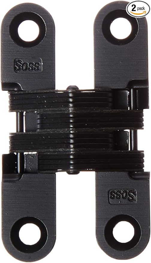 SOSS - 204CUS19 204 Zinc Invisible Hinge with Holes for Wood or Metal Applications, Mortise Mounting, Black E-Coat Exterior Finish (Pack of 2)