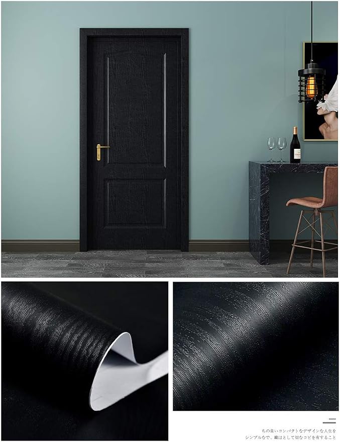 tiltil Black Wood Peel and Stick Wallpaper Wood Contact Paper 17.7" × 197" | Self-Adhesive Wallpaper Removable Waterproof Wall Paper Vinyl for Countertop Furniture Kitchen Countertop Easy to Clean